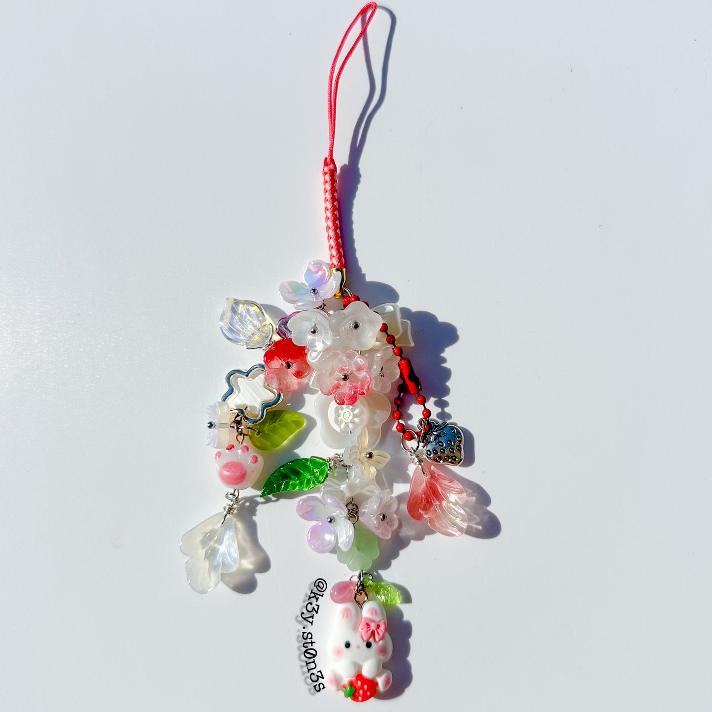 Strawberry Leaves Bunny Phonecharm