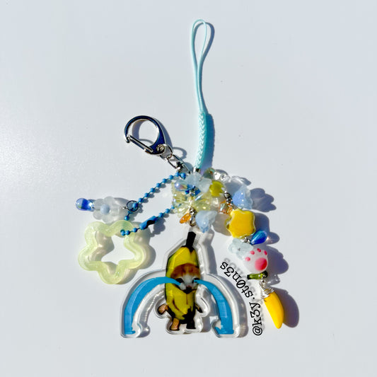 Banana Crying Kitty Keychain